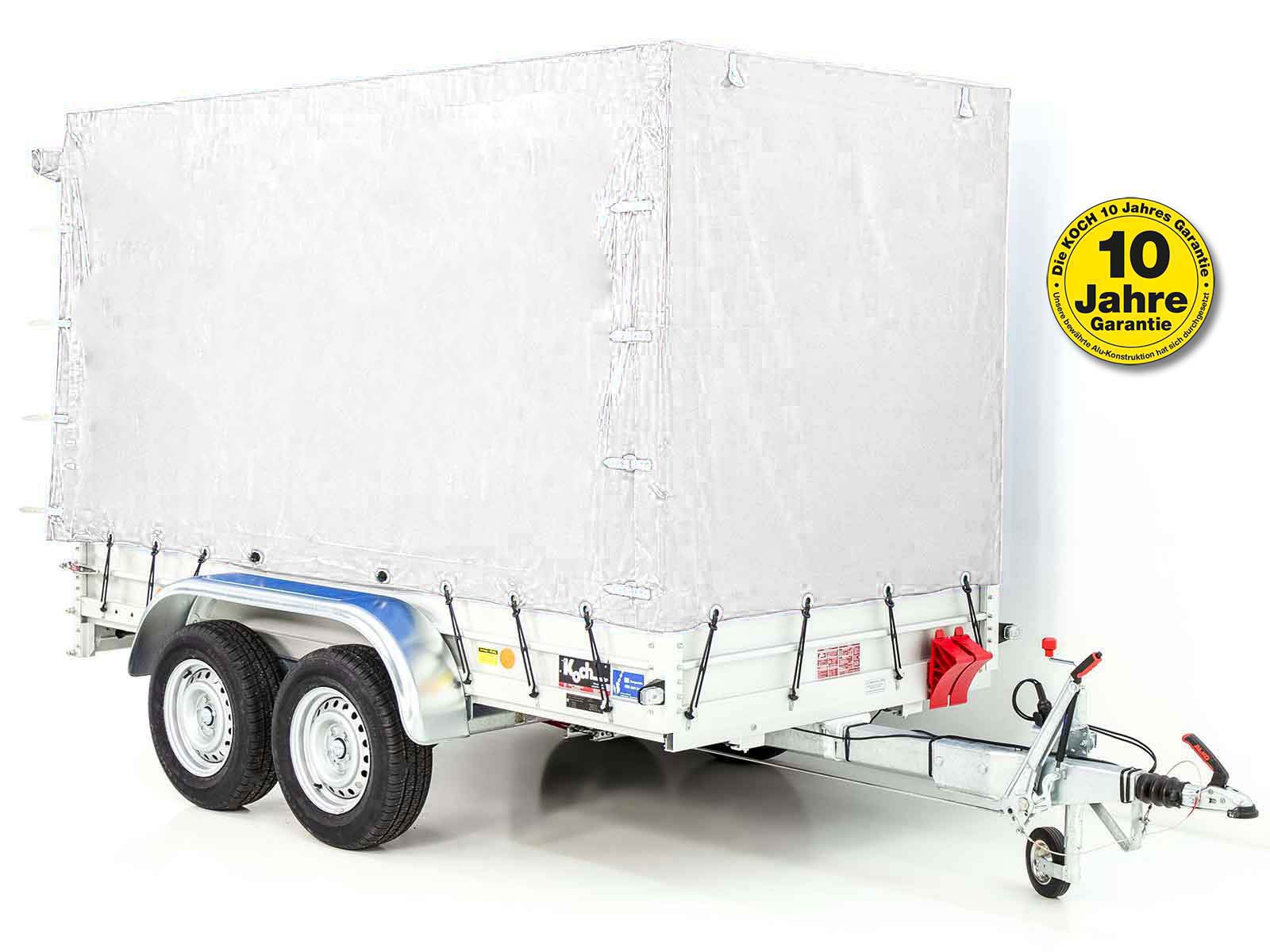 11mitplane-2-1.jpg Anhänger mit Plane 150x300cm 2600kg | Typ 7.26 | Hochplane 180cm – Weiß-Neu – Bild 1