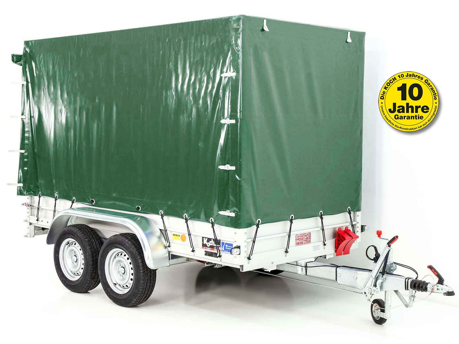 12mitplane-2-1.jpg Anhänger mit Plane 150x300cm 2600kg | Typ 7.26 | Hochplane 180cm – Grün-Neu – Bild 1