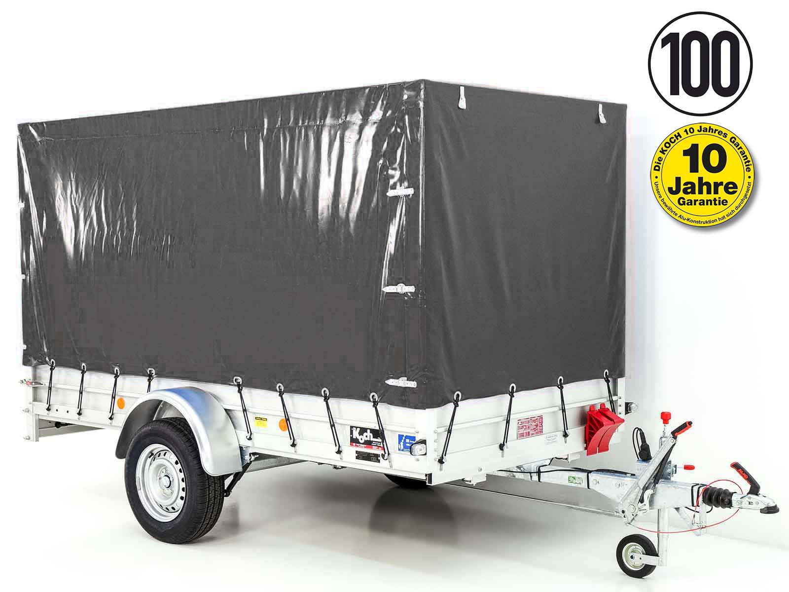 Anhänger mit Plane 150x300cm 1300kg | Typ 7.13 | Hochplane 160cm – Anthrazit - Neu
