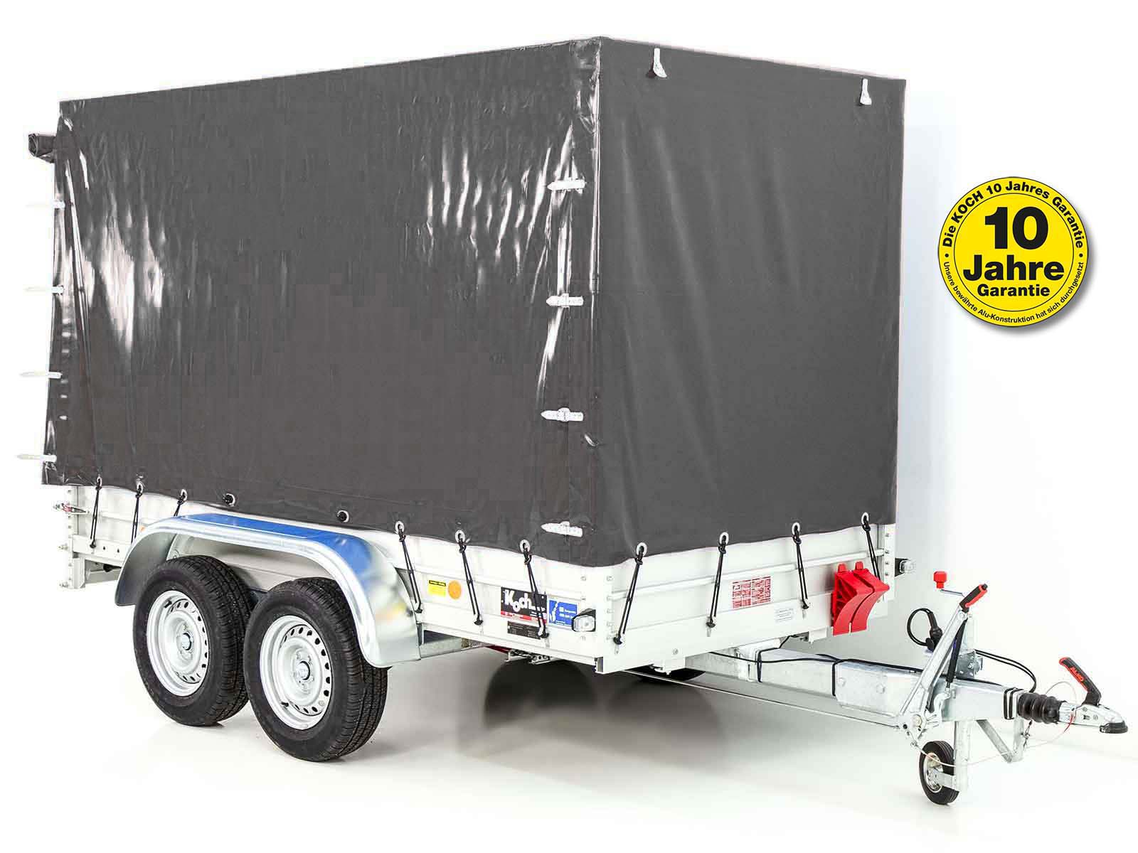 Anhänger mit Plane 150x300cm 2600kg | Typ 7.26 | Hochplane 180 cm – Anthrazit - Neu