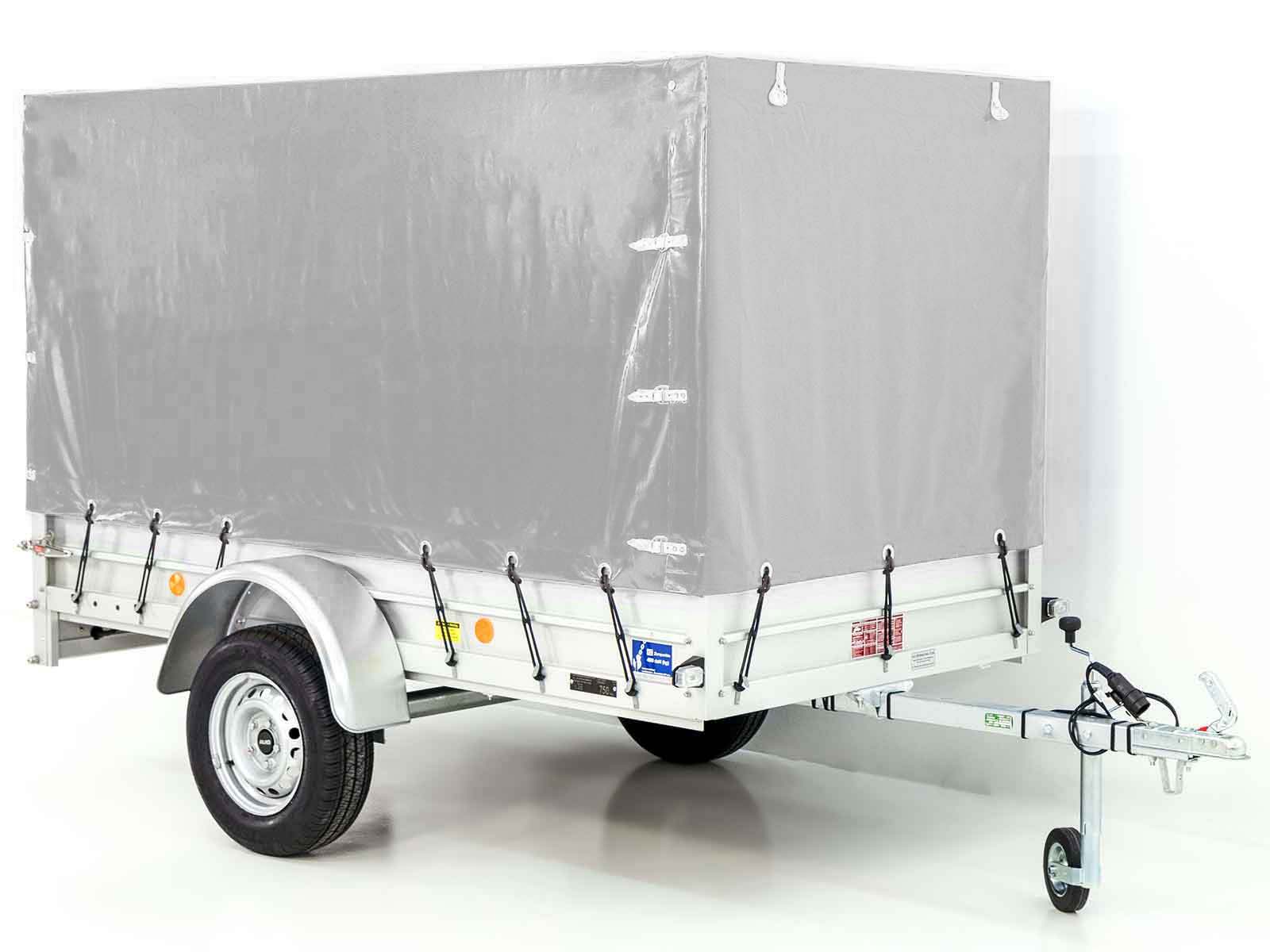 Anhänger mit Plane 125x250cm 750kg | Typ U4 | Hochplane 140 cm Profi | Silber - Neu