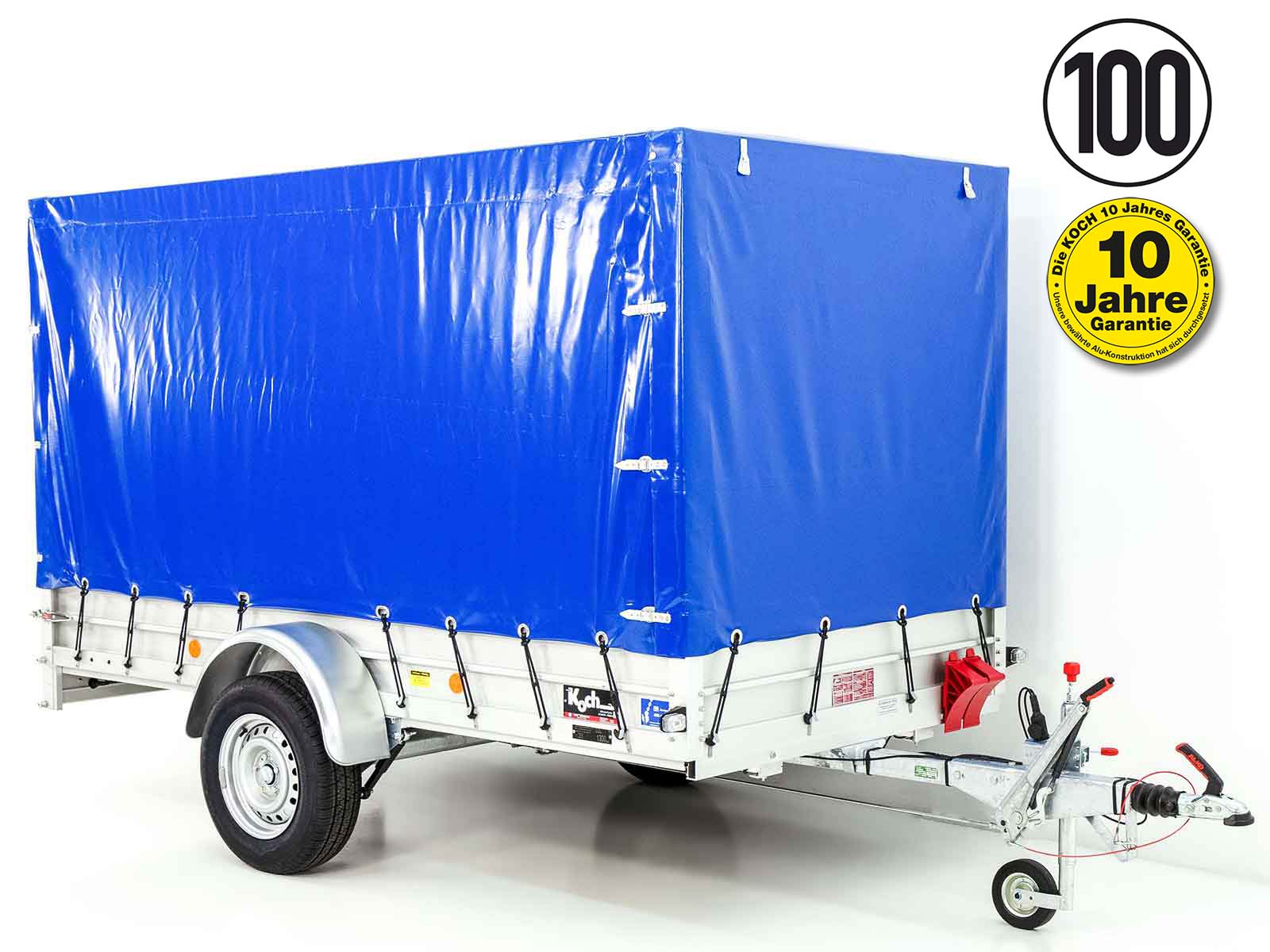 Anhänger mit Plane 150x300cm 1300kg | Typ 7.13 | Hochplane 160cm – Blau - Neu