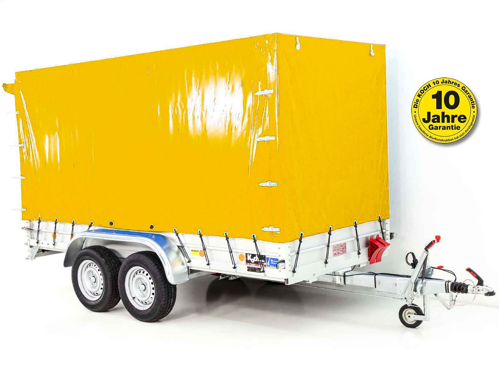 Anhänger mit Plane 150x350cm 2600kg | Typ 8.26 | Hochplane 180cm – Gelb - Neu