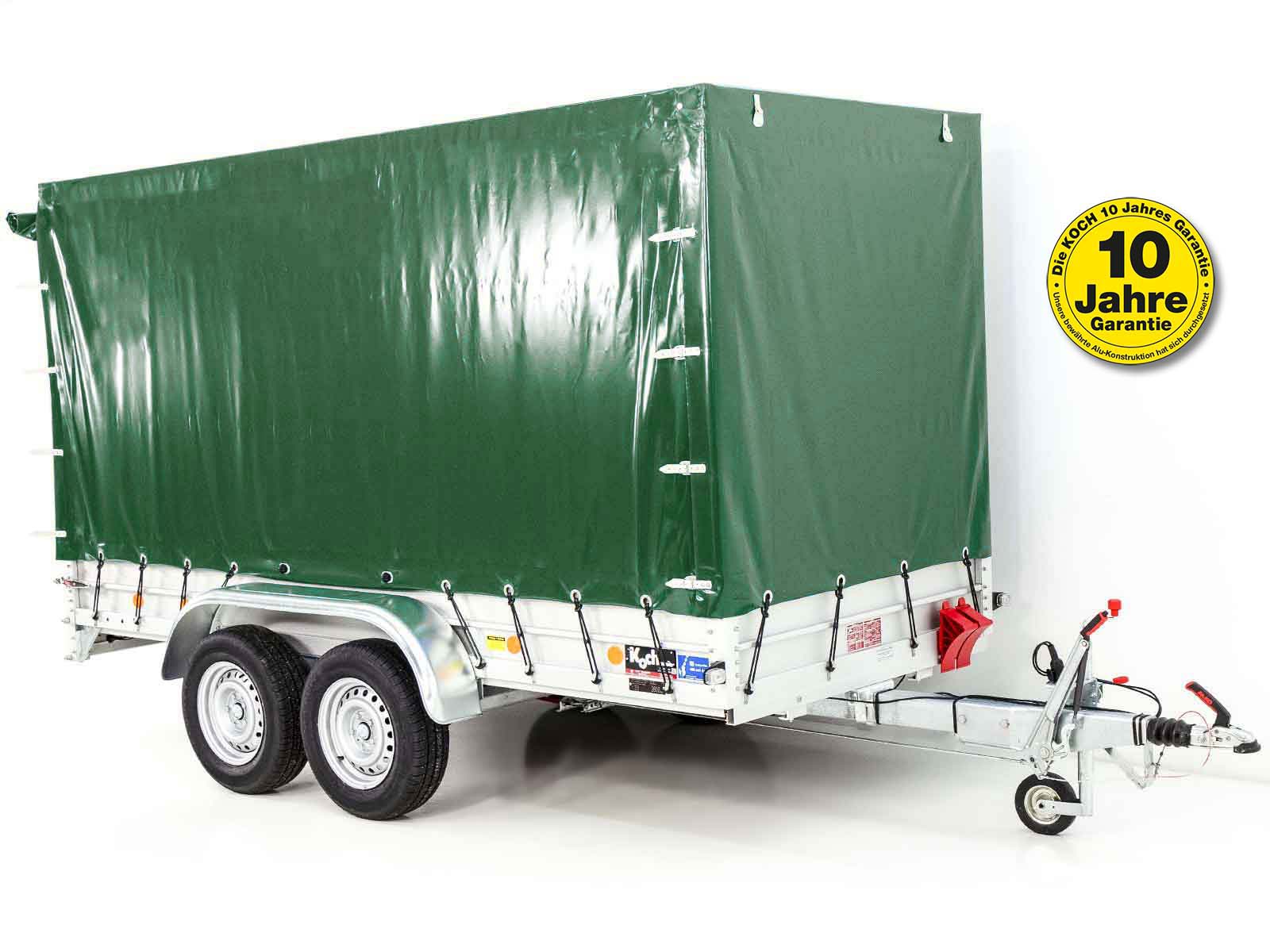 9mitplane-2-2.jpg Anhänger mit Plane 150x350cm 2600kg | Typ 8.26 | Hochplane 180cm – Grün-Neu – Bild 1